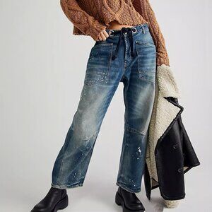 Free People We The Free Moxie Low Slung Pull-On Barrel Jeans 26 NWT